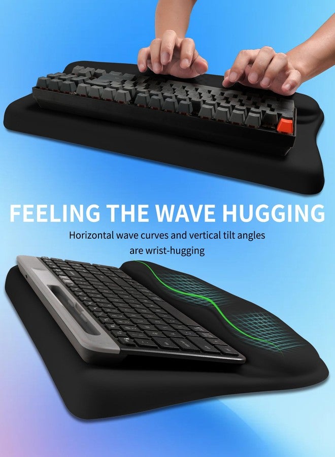KUOSGM Ergonomic Wave Wrist Rest with Keyboard Stand, Cushioned Palm Rest, Comfortable Integrated Memory Foam for Natural Typing and Relieve Wrist Pain, Dark Night Black - Image 4