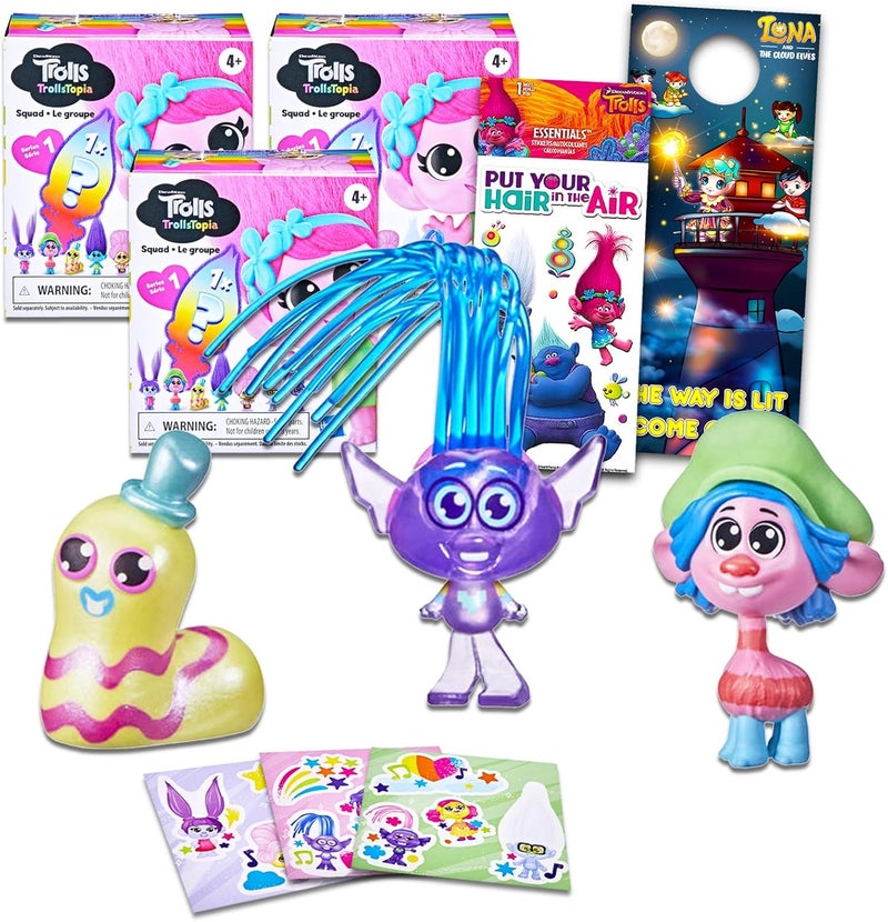 Trolls Trolls Figures Party Favors Set for Girls  3 Pack Mystery Trolls Blind Boxes with Trolls Mini Figurine Plus Trolls Stickers More  Trolls Party Supplies Bundle - Image 1