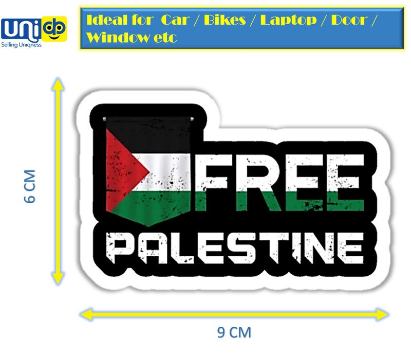 UNIq Free Palestine Flag Sticker Gaza Flags Decal Support Freedom of Palestinians Stickers,Vinyl Waterproof Sticker - Cars Windows Bumpers Laptops Walls Cups Decorative Use (9x6 CM)-Self-Adhesive - Image 3