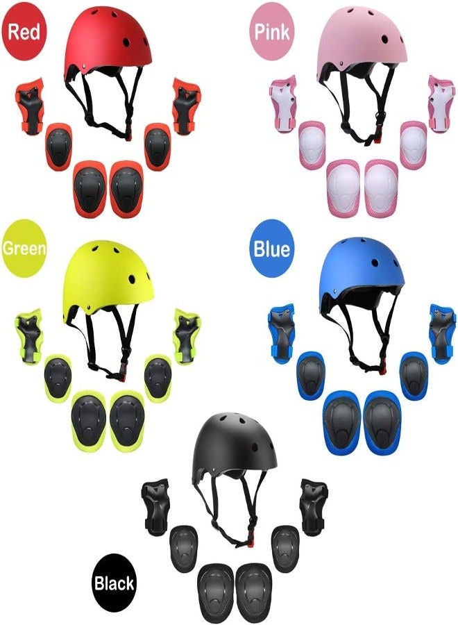 Kids Helmet And Pads Set - 7 In 1 - Adjustable Kids Knee Pads Elbow Pads Wrist Guards For Scooter Skateboard Roller Skating Cycling - Image 3