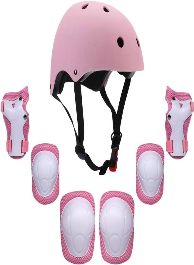 Kids Helmet And Pads Set - 7 In 1 - Adjustable Kids Knee Pads Elbow Pads Wrist Guards For Scooter Skateboard Roller Skating Cycling - Image 1