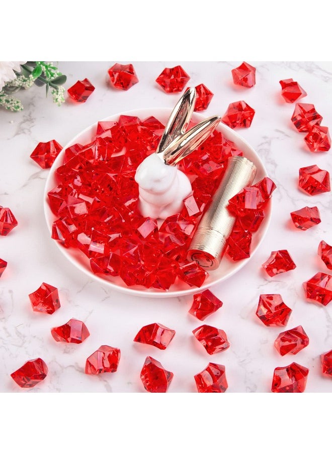 DomeStar Red Fake Crushed Ice Rocks, 150 Pcs Fake Diamonds Plastic Ice Cubes Acrylic Clear Ice Rock Diamond Crystals Fake Ice Cubes Gems For Home Decoration Wedding Display Vase Fillers  - Image 5