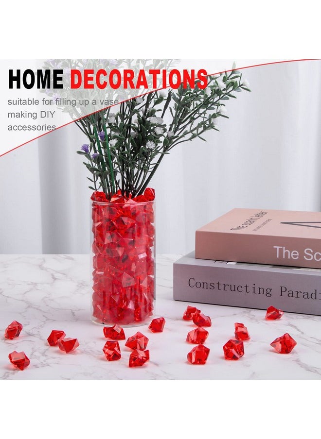 DomeStar Red Fake Crushed Ice Rocks, 150 Pcs Fake Diamonds Plastic Ice Cubes Acrylic Clear Ice Rock Diamond Crystals Fake Ice Cubes Gems For Home Decoration Wedding Display Vase Fillers  - Image 3