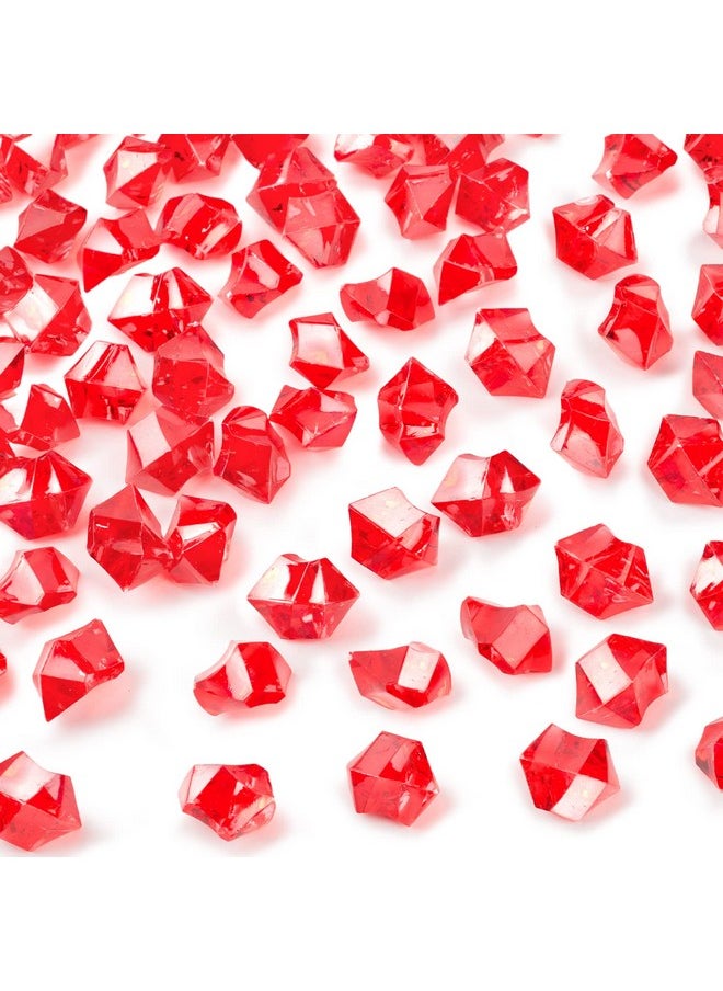 DomeStar Red Fake Crushed Ice Rocks, 150 Pcs Fake Diamonds Plastic Ice Cubes Acrylic Clear Ice Rock Diamond Crystals Fake Ice Cubes Gems For Home Decoration Wedding Display Vase Fillers  - Image 1