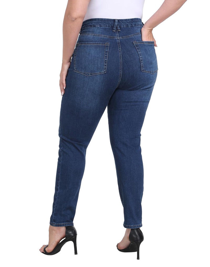 HDE Women's Plus Size Skinny Jeans Pull On Stretch Denim Jegging with Pockets Dark Blue - 4X - Image 5