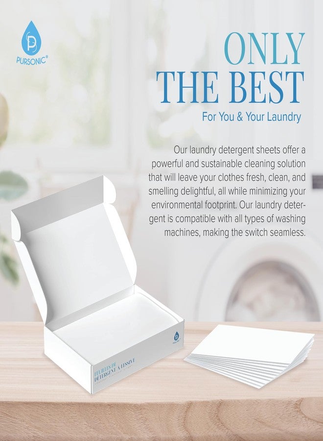 Pursonic Eco Laundry Detergent Sheets - 60 Sheet (120 Loads) Natural Zero Plastic Laundry Sheets with Powerful Cleaning Power - Travel Essentials, Quick-Dissolving & Mess-Free (Fresh Linen) - Image 5