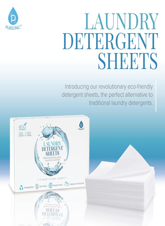 Pursonic Eco Laundry Detergent Sheets - 60 Sheet (120 Loads) Natural Zero Plastic Laundry Sheets with Powerful Cleaning Power - Travel Essentials, Quick-Dissolving & Mess-Free (Fresh Linen) - Image 2