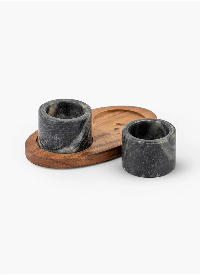 تو إكس إل هوم S/2 Vlad Condmnt Bowl/Tray BLK/BRWN 20x6