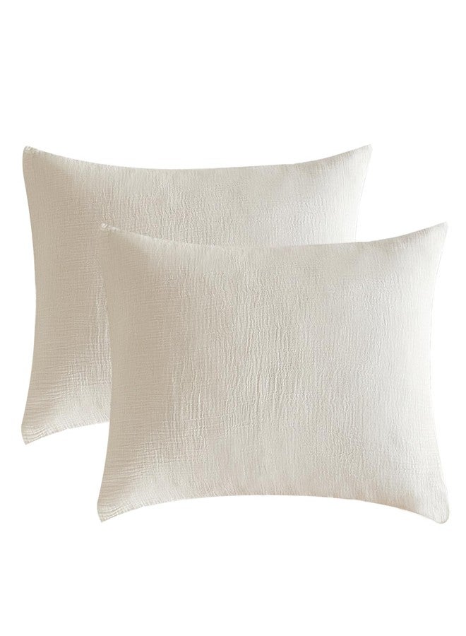 SE SOFTEXLY Muslin Pillowcases Standard Size 100% Cotton, 2 Pack Linen Like Pillow Shams with Envelope Closure, Ultral Soft and Breathable Pillow Case Covers, White, 20" X 26", No Filling - Image 1