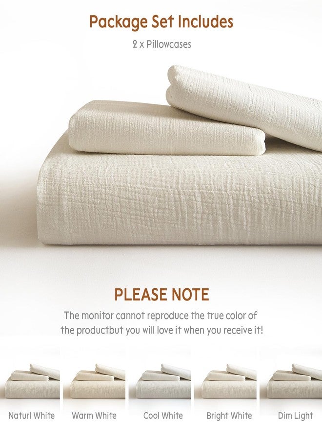 SE SOFTEXLY Muslin Pillowcases Standard Size 100% Cotton, 2 Pack Linen Like Pillow Shams with Envelope Closure, Ultral Soft and Breathable Pillow Case Covers, White, 20" X 26", No Filling - Image 5