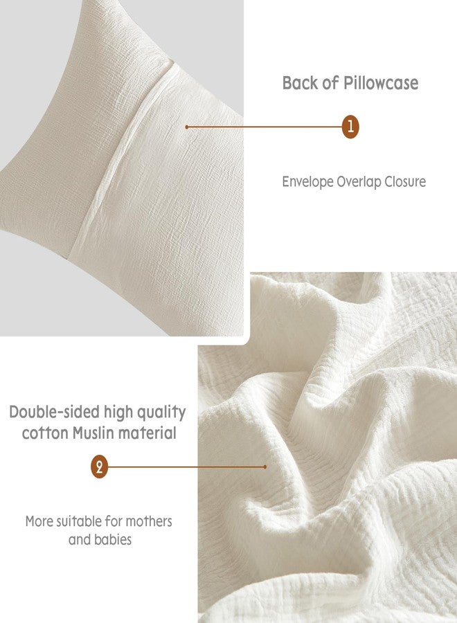 SE SOFTEXLY Muslin Pillowcases Standard Size 100% Cotton, 2 Pack Linen Like Pillow Shams with Envelope Closure, Ultral Soft and Breathable Pillow Case Covers, White, 20" X 26", No Filling - Image 4