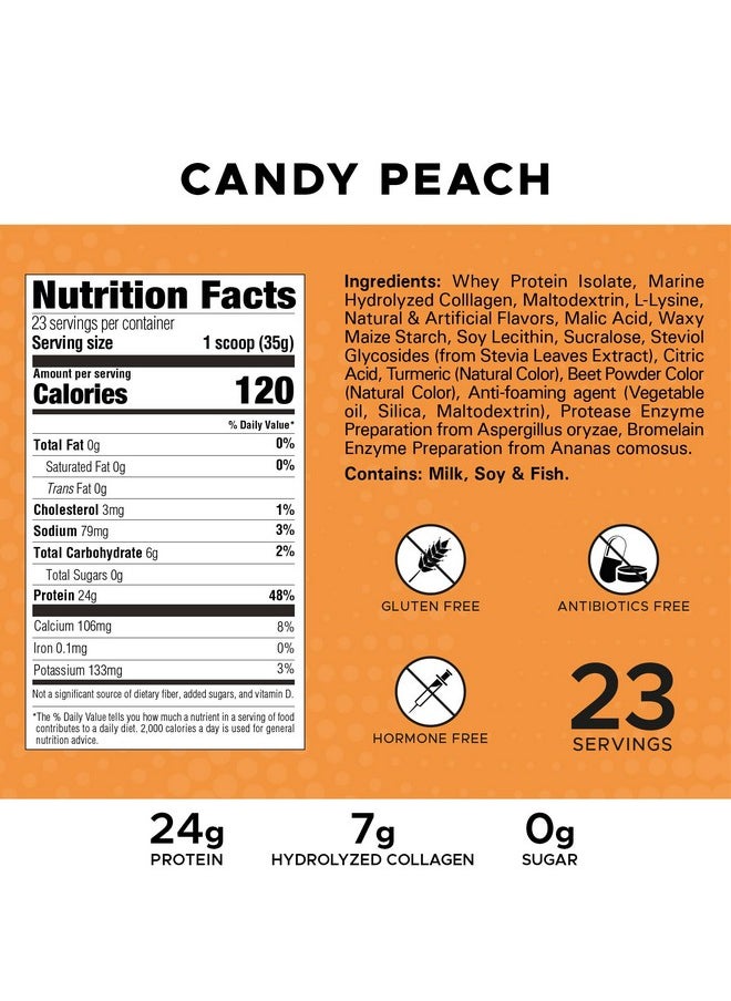 Health & Household Revolution Nutrition, Isolate Splash, Clear Whey Protein Powder, Juice-Type Protein, Candy Flavour, Collagen, 24G Of Protein Per Scoop, Zero Sugar, 817G, 23 Servings (Candy Peach, 1.8 Pound)  - Image 2