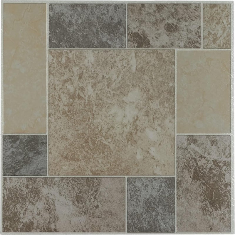 Achim Home Furnishings FTVGM32720 Nexus 12-Inch Vinyl Tile, Marble Blocks, 20-Pack, Ancient Beige Mosaic, 12"W x 12"L x 1.2mm T - Image 1