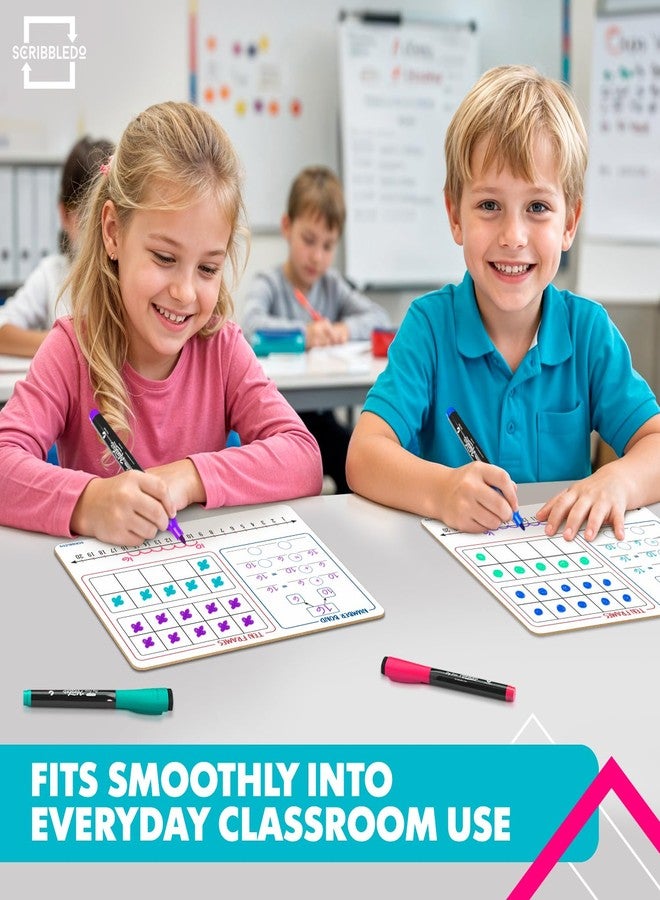 SCRIBBLEDO Number Bond, Ten Frame & Number Line 9x12 Double-Sided Dry Erase Math Board 1-120 Number Chart on Back Reusable Learning Whiteboard for Teacher Classroom Student Homeschool - Image 2