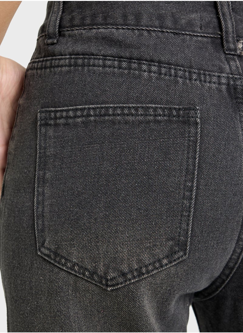 Ginger Wide Leg Jeans With Side Slit  - Image 5