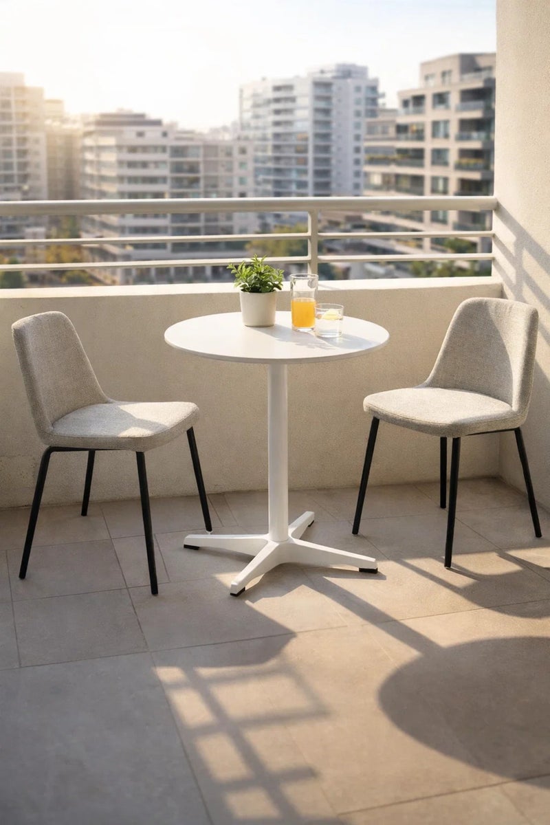 MARIA HOMES White Round Bistro Table 70cm Wooden Top Metal Leg for Modern Kitchen Office Cafe Interiors - Image 2