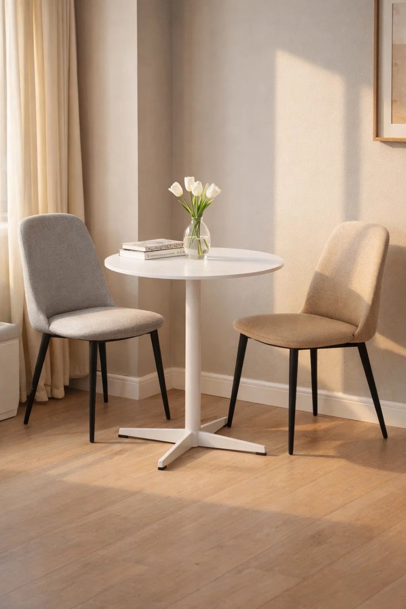 MARIA HOMES White Round Bistro Table 70cm Wooden Top Metal Leg for Modern Kitchen Office Cafe Interiors - Image 3