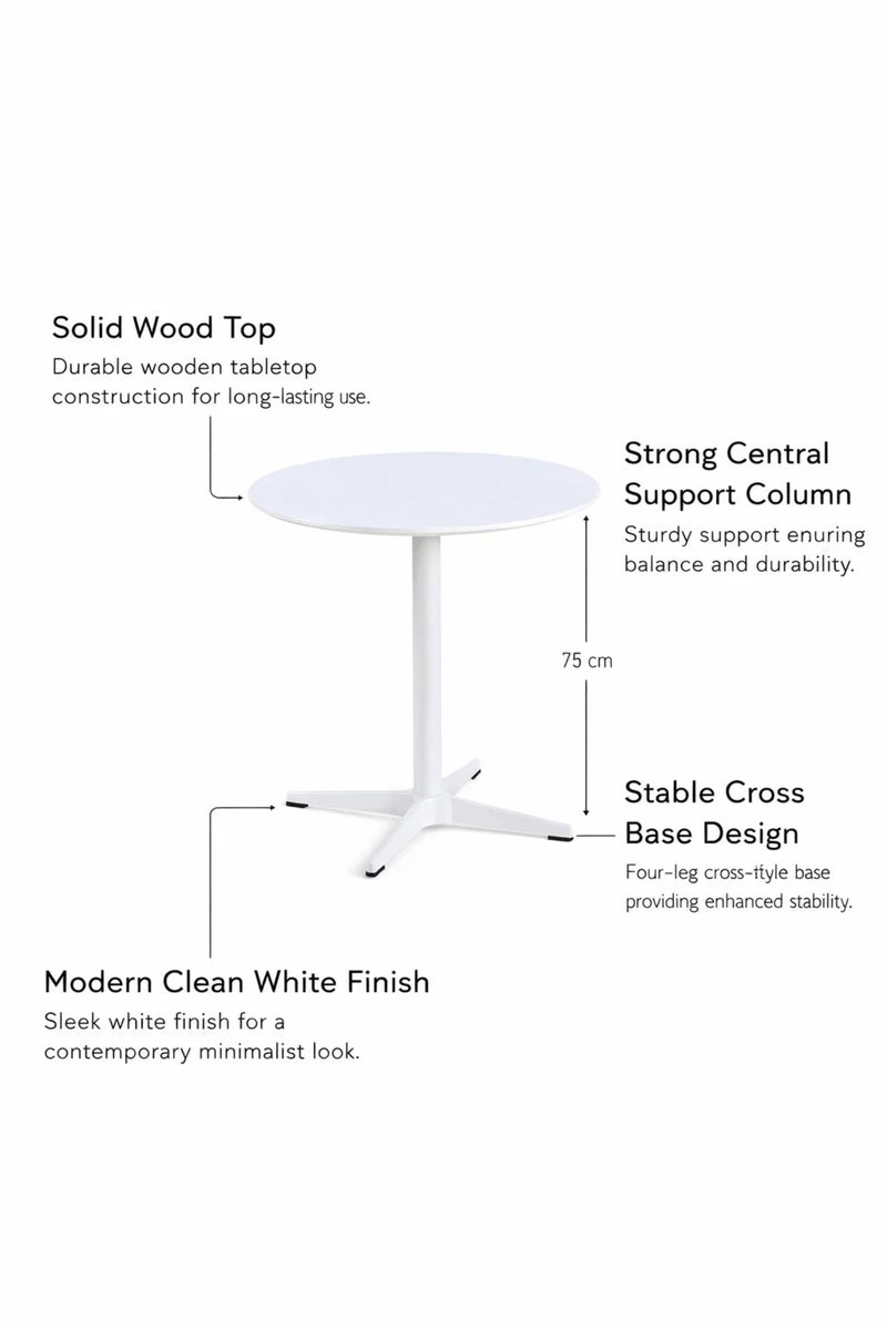 MARIA HOMES White Round Bistro Table 70cm Wooden Top Metal Leg for Modern Kitchen Office Cafe Interiors - Image 4