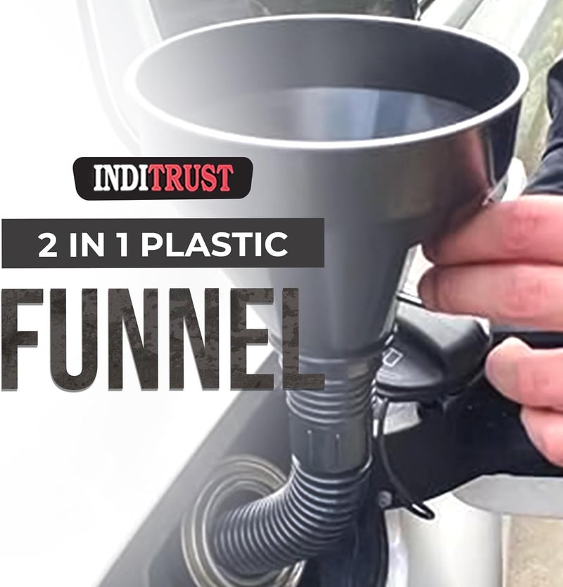 Inditrust 2 in 1 Plastic Funnel Can Spout for Oil | Water | Fuel | Petrol | Diesel | Gasoline for Cars | Bikes | Trucks Affordable fast purchase options - Image 2