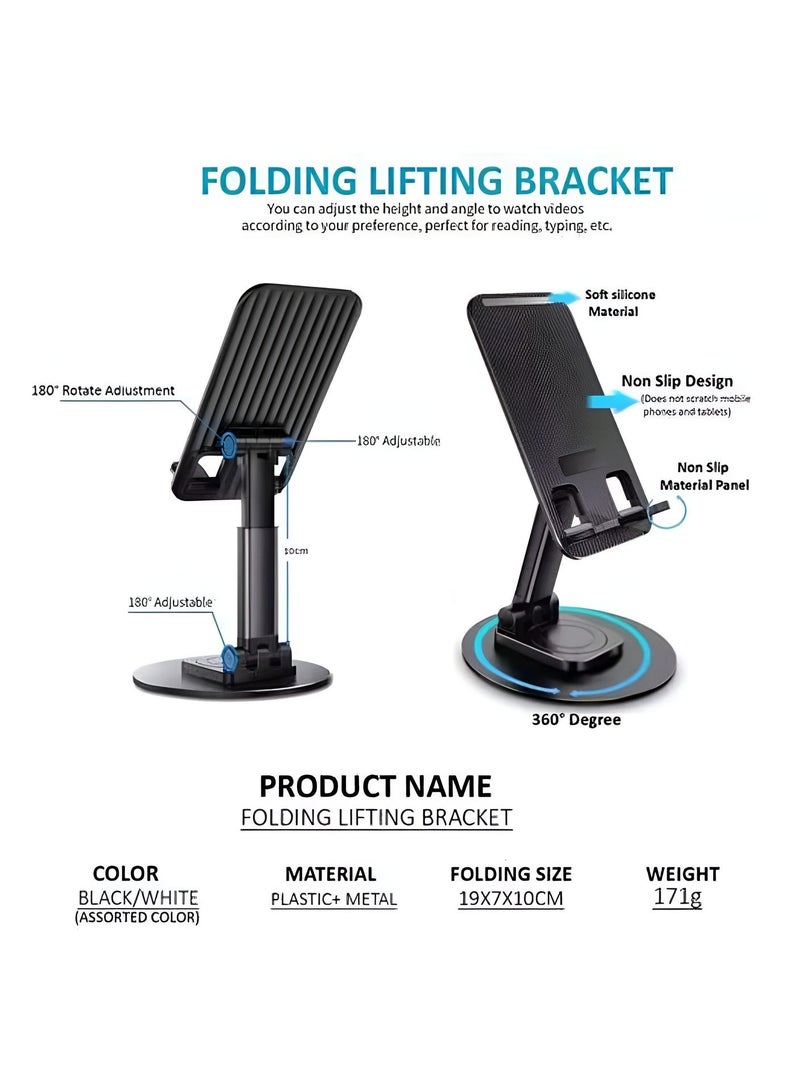 تشابي لاين  حامل هاتف محمول قابل للتدوير CHAPPELINE ST33، قاعدة تلسكوبية قابلة للطي قابلة للتعديل بالكامل لحامل الهاتف المكتبي متوافقة مع جميع الهواتف، آيباد - أسود - Image 3