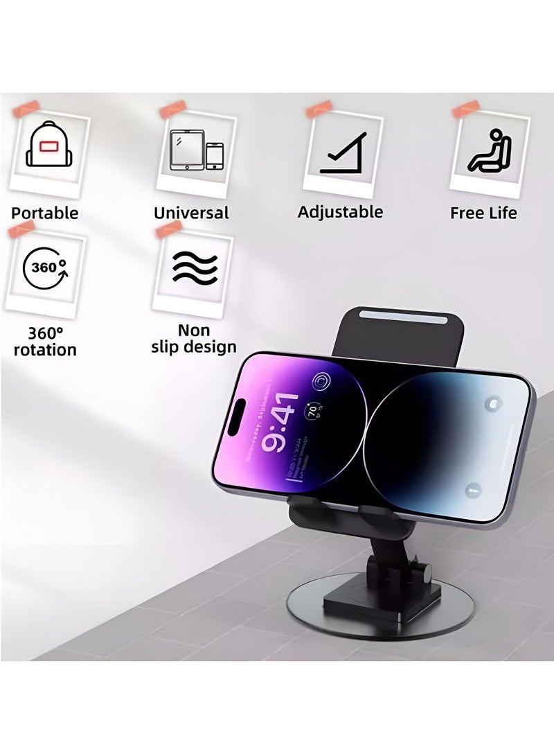 تشابي لاين  حامل هاتف محمول قابل للتدوير CHAPPELINE ST33، قاعدة تلسكوبية قابلة للطي قابلة للتعديل بالكامل لحامل الهاتف المكتبي متوافقة مع جميع الهواتف، آيباد - أسود - Image 4