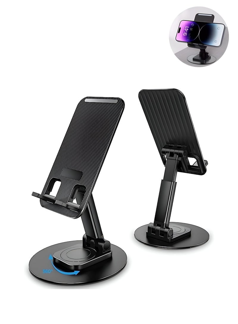 تشابي لاين  حامل هاتف محمول قابل للتدوير CHAPPELINE ST33، قاعدة تلسكوبية قابلة للطي قابلة للتعديل بالكامل لحامل الهاتف المكتبي متوافقة مع جميع الهواتف، آيباد - أسود - Image 1