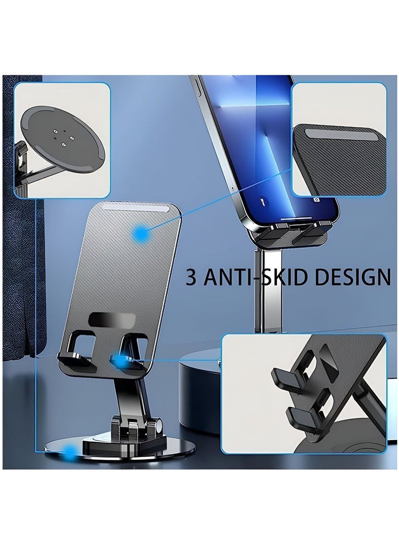 تشابي لاين  حامل هاتف محمول قابل للتدوير CHAPPELINE ST33، قاعدة تلسكوبية قابلة للطي قابلة للتعديل بالكامل لحامل الهاتف المكتبي متوافقة مع جميع الهواتف، آيباد - أسود - Image 5