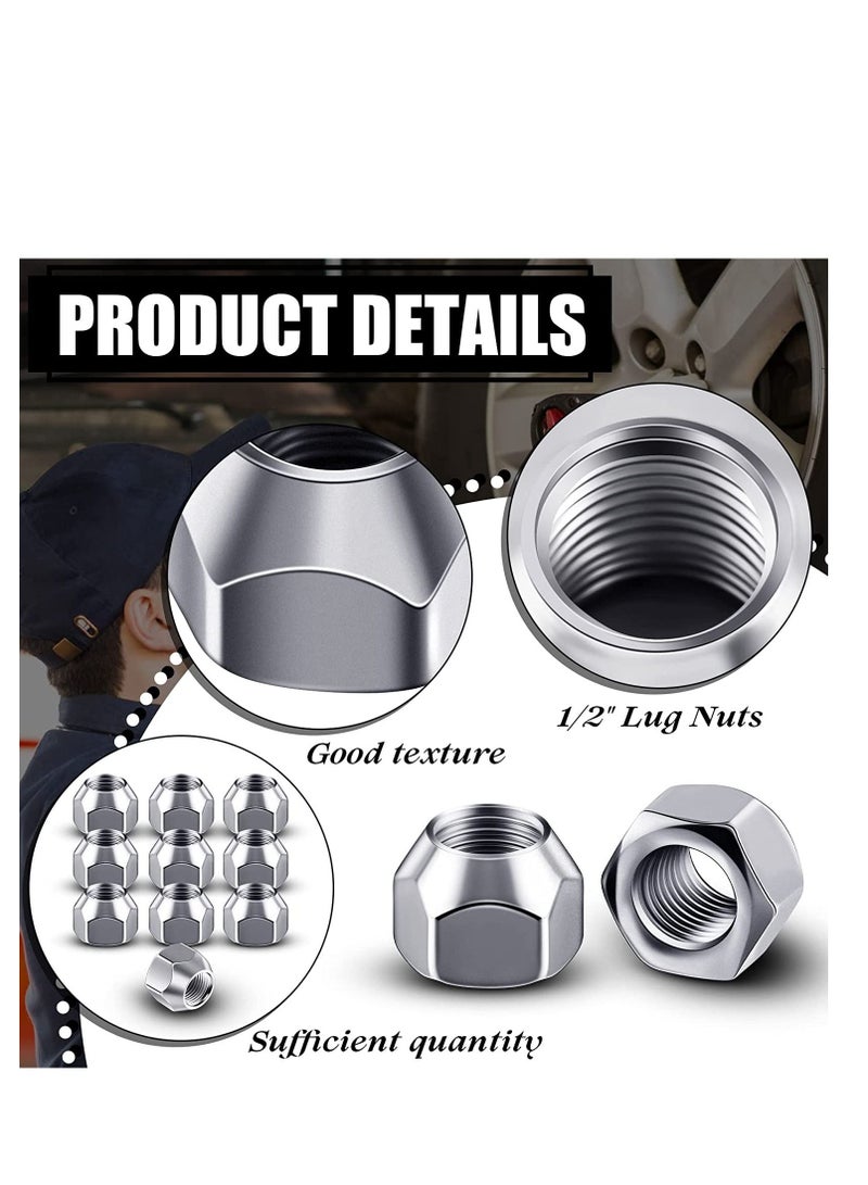 SYOSI 1/2 20 Inch Trailer Lug Nuts 10 Pieces 509 Tire Lugs Wheel Nuts Wheel Trailer Lugs Tire Acorn Nut Silver Lug Nuts Open End Finish Lug Nuts for Trailers Tire Wheel Tire Screw Iron Rim Tire Nut  - Image 3