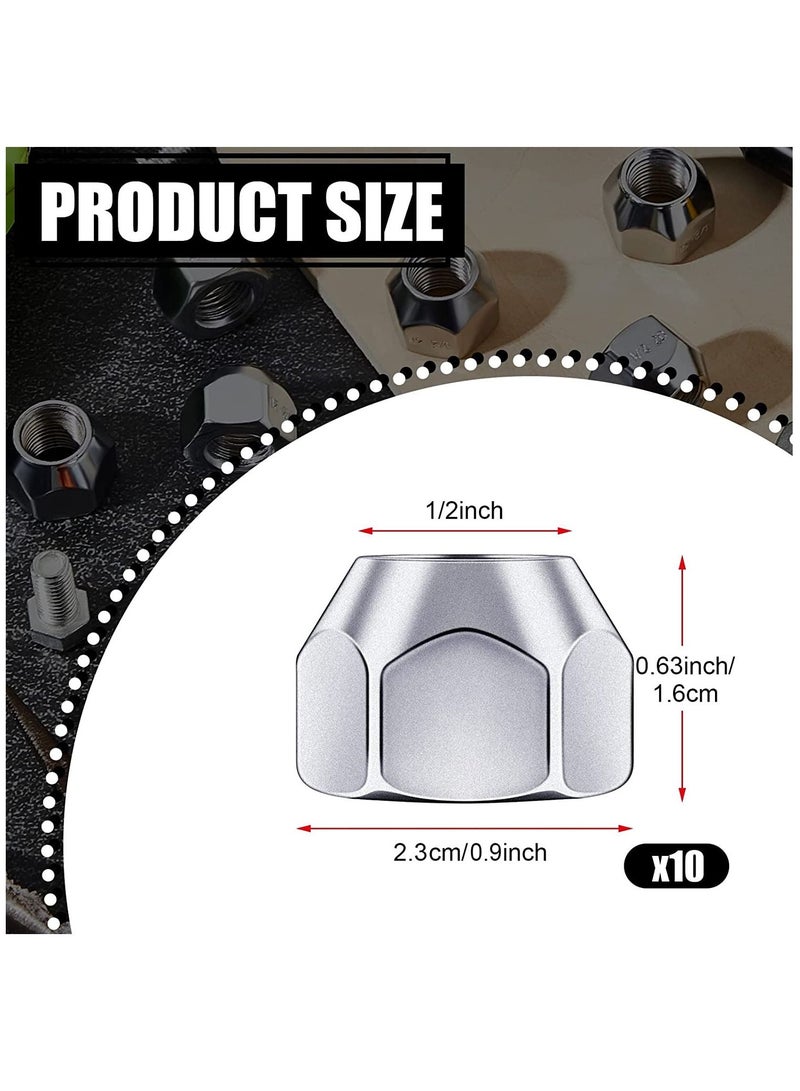 SYOSI 1/2 20 Inch Trailer Lug Nuts 10 Pieces 509 Tire Lugs Wheel Nuts Wheel Trailer Lugs Tire Acorn Nut Silver Lug Nuts Open End Finish Lug Nuts for Trailers Tire Wheel Tire Screw Iron Rim Tire Nut  - Image 2