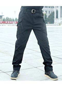 Men Autumn Special Forces Camouflage Pants Overalls Multi-bag Pants Dark Grey