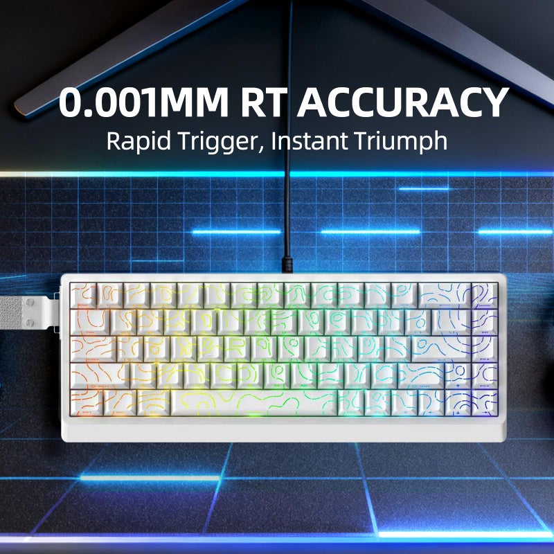 IROK ND68PRO 68 Keys Wired Magnetic Switch Keyboard, 0.001MM RT Accuracy, 8KHZ Polling Rate/Latency As 0.08MS/256KHZ Single Key Scan Rate/ARGBï¼ŒHot Swappable,Gasket Structure Gaming Keyboard(White) - Image 5