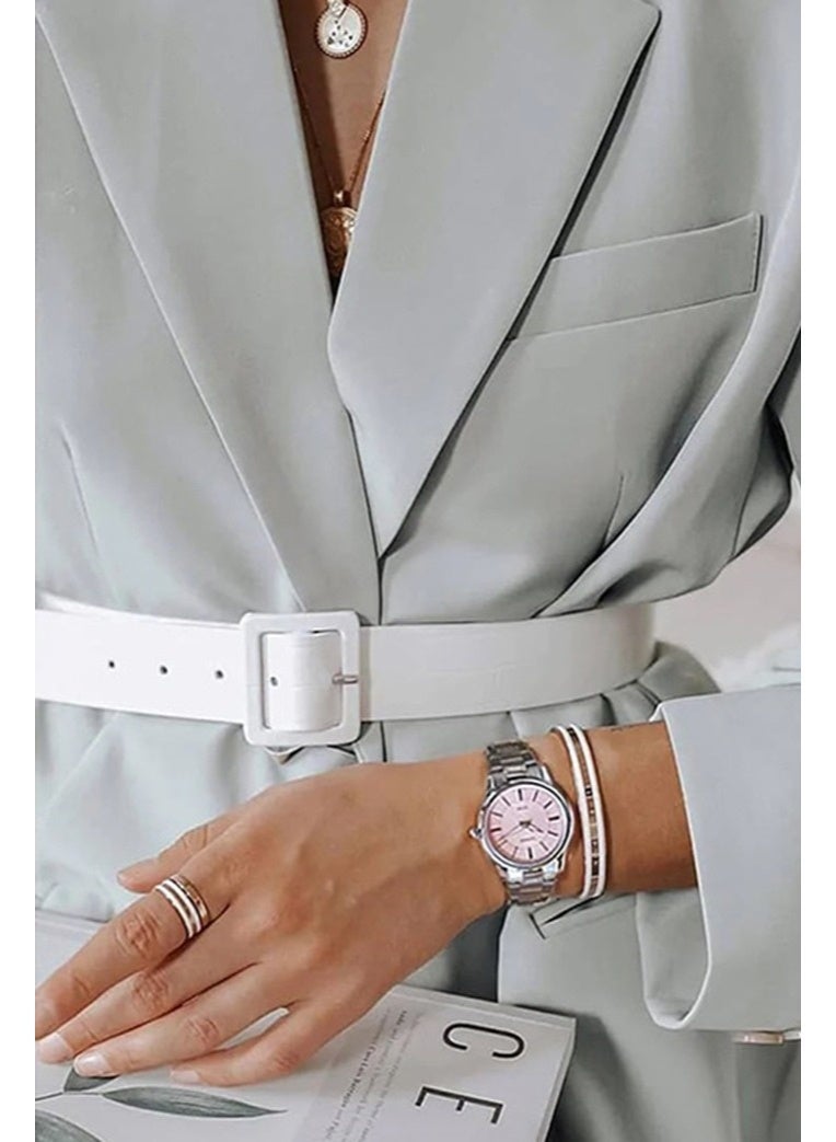 كاسيو Analog Women’s Watch LTP‑1303D‑4AVDF, 35.5mm Pink Dial, Ion‑Plated Stainless Steel Case & Silver Stainless Steel Bracelet, 50 m WR - Image 4