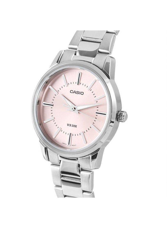كاسيو Analog Women’s Watch LTP‑1303D‑4AVDF, 35.5mm Pink Dial, Ion‑Plated Stainless Steel Case & Silver Stainless Steel Bracelet, 50 m WR - Image 5
