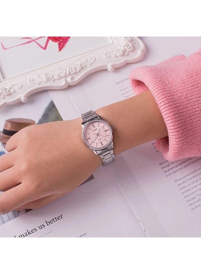 كاسيو Analog Women’s Watch LTP‑1303D‑4AVDF, 35.5mm Pink Dial, Ion‑Plated Stainless Steel Case & Silver Stainless Steel Bracelet, 50 m WR - Image 3