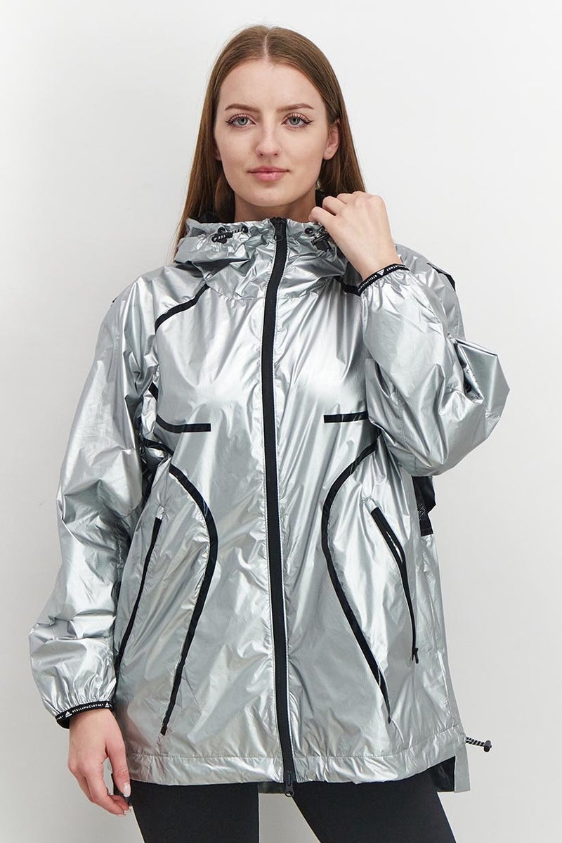 Adidas Women Regular Fit Training Jacket, Silver Metallic - Image 1