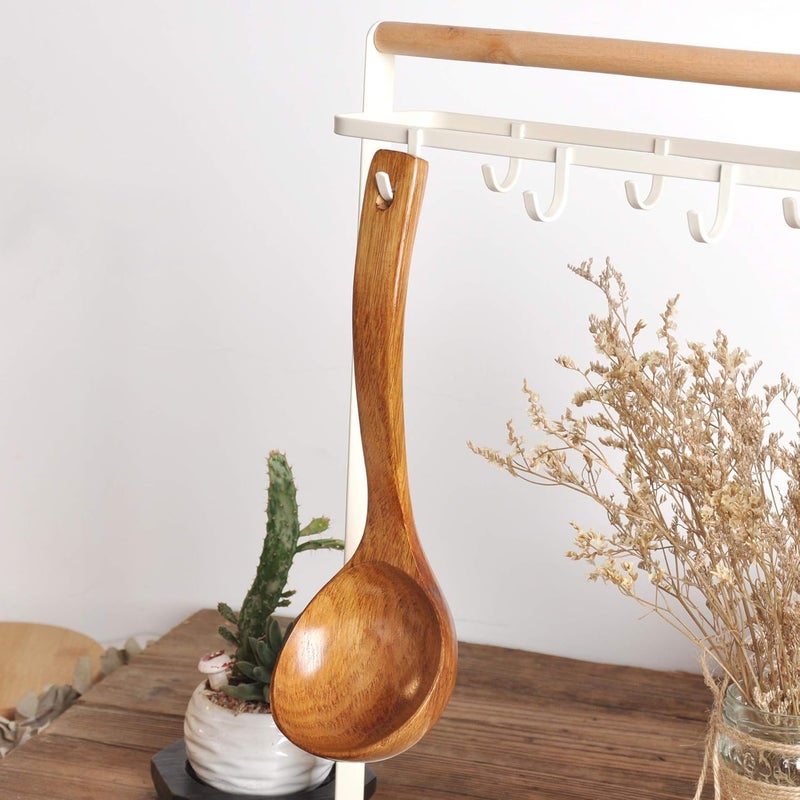 FJNATINH Wooden Ladle. Long Handle Ladle Utensil for Soup, Mixing, Tasting, Turning, and Serving. Handmade Kitchen Cookware (1) - Image 3