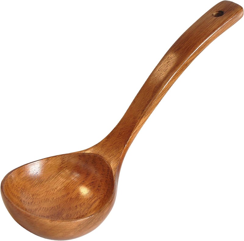 FJNATINH Wooden Ladle. Long Handle Ladle Utensil for Soup, Mixing, Tasting, Turning, and Serving. Handmade Kitchen Cookware (1) - Image 1