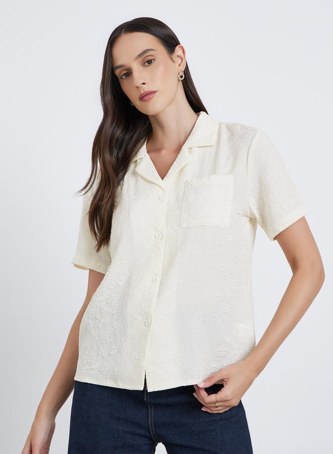 Styli Textured Jacquard Short Sleeve Buttoned Shirt - Image 1