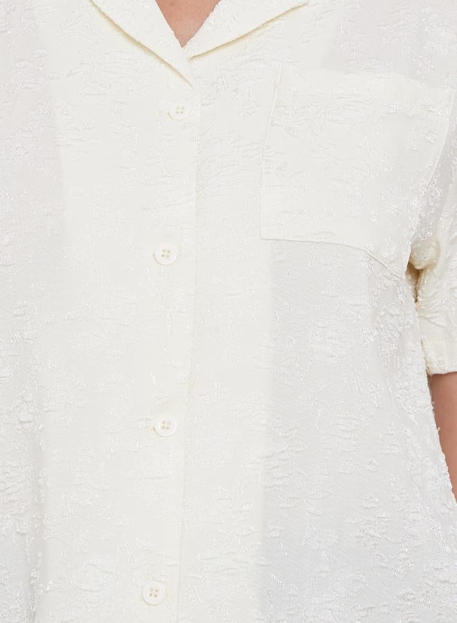 Styli Textured Jacquard Short Sleeve Buttoned Shirt - Image 3