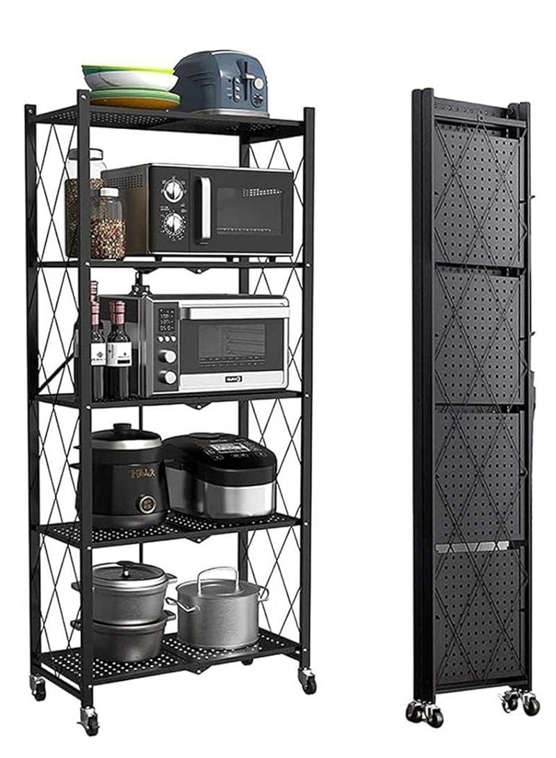 5-Tier Layer Heavy Type Carbon Steel Rack，Shelf Shelving Storage Unit Rack Storage Organizer, Black - Image 1