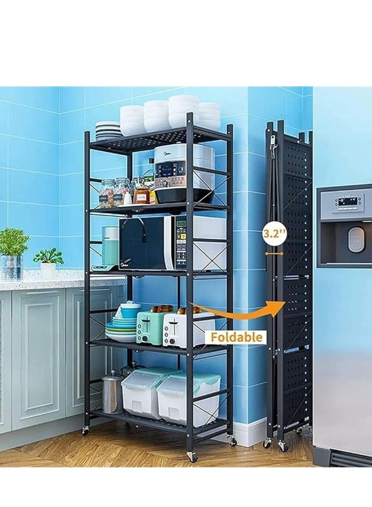 5-Tier Layer Heavy Type Carbon Steel Rack，Shelf Shelving Storage Unit Rack Storage Organizer, Black - Image 2