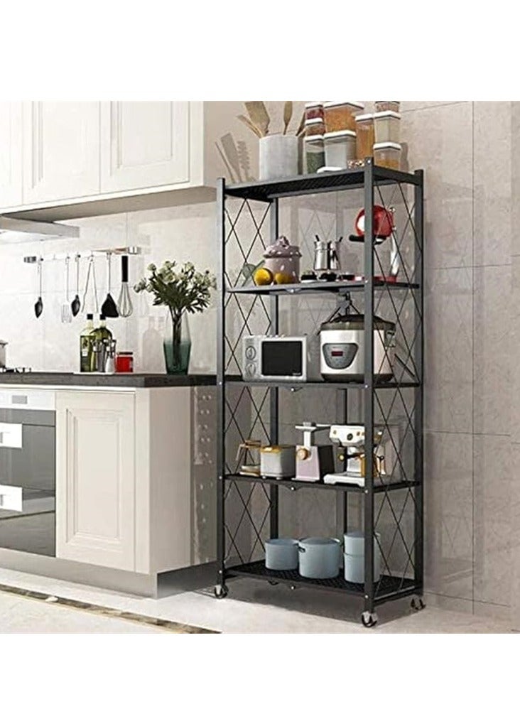 5-Tier Layer Heavy Type Carbon Steel Rack，Shelf Shelving Storage Unit Rack Storage Organizer, Black - Image 3