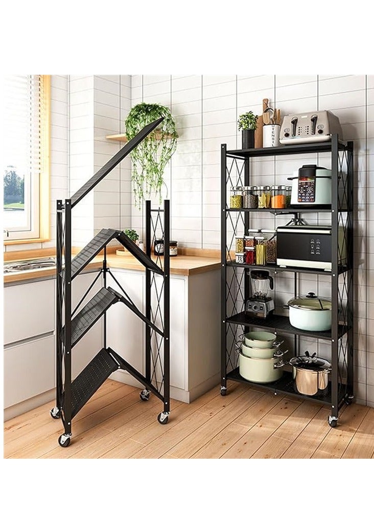 5-Tier Layer Heavy Type Carbon Steel Rack，Shelf Shelving Storage Unit Rack Storage Organizer, Black - Image 4