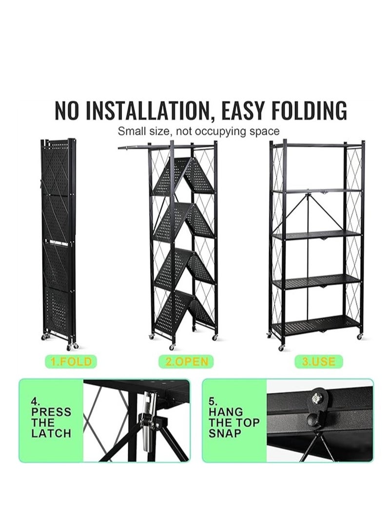 5-Tier Layer Heavy Type Carbon Steel Rack，Shelf Shelving Storage Unit Rack Storage Organizer, Black - Image 5