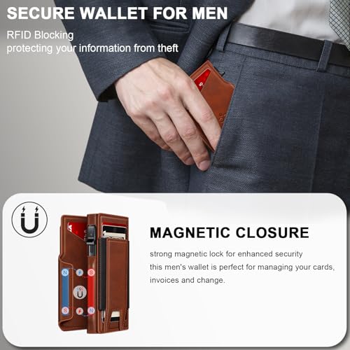 SEMORID Wallet for Men Wallet with Slim Pop Up Card Holder 9-13 Cards, Bifold Minimalist Smart Wallet RFID Blocking Credit Card Holder with ID Window & Stretchable Cash Slot Compact Metal Aluminum Card Case - Image 5