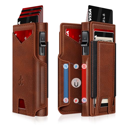 SEMORID Wallet for Men Wallet with Slim Pop Up Card Holder 9-13 Cards, Bifold Minimalist Smart Wallet RFID Blocking Credit Card Holder with ID Window & Stretchable Cash Slot Compact Metal Aluminum Card Case - Image 1