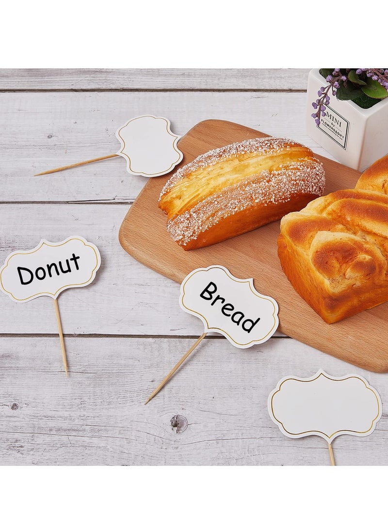 كاست ويف علامات الجبن للشاركيوتيري، 50 قطعة، ملصقات بوفيه لوحية، علامات طعام، علامات الجبن، أعلام بيضاء، أعواد صغيرة لتزيين الكب كيك، عود أسنان فارغ لحفلات الزفاف وأعياد الميلاد (أبيض) - Image 3