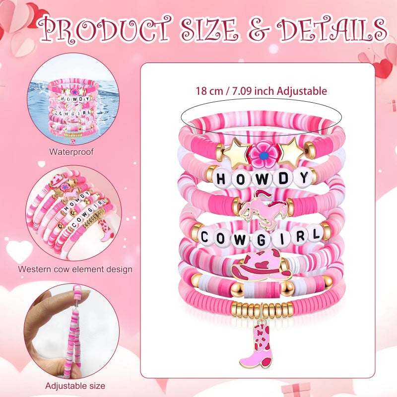 lakayfimily Cute Western Cowgirl Bracelets for Women Hats&Boots Beaded Stretch Stackable Bracelets Cowgirl Charms Jewelry Gifts - Image 2