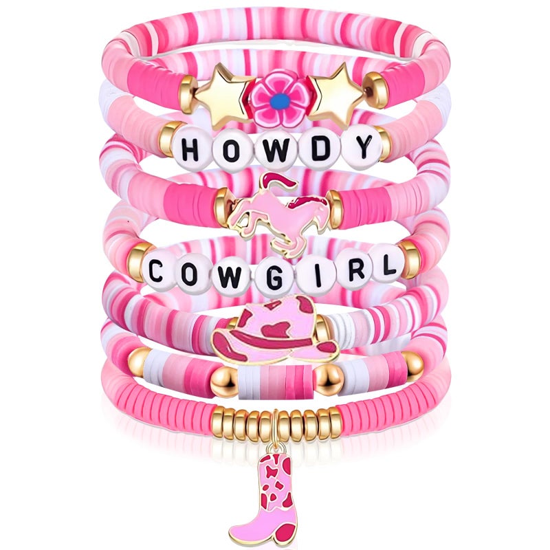 lakayfimily Cute Western Cowgirl Bracelets for Women Hats&Boots Beaded Stretch Stackable Bracelets Cowgirl Charms Jewelry Gifts - Image 1