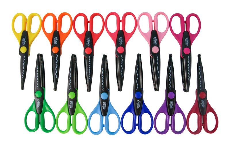 School Smart Paper Edger Scissors, 6-1/2 x 2-1/2 Inches, Assorted Colors, Set of 12 - Image 3